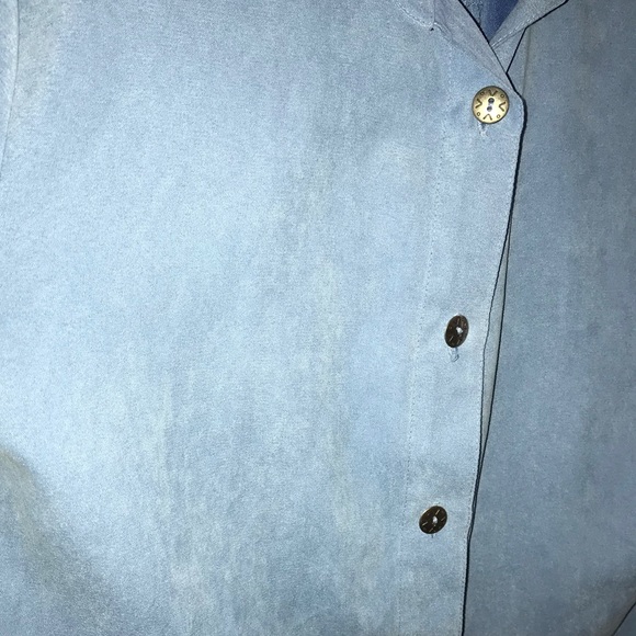 Blue Microsuede Button Up - Picture 3 of 4